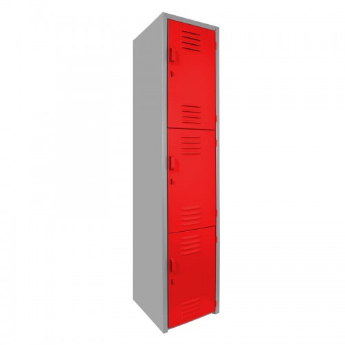 Locker metálico dual grande - 3 puertas rojo